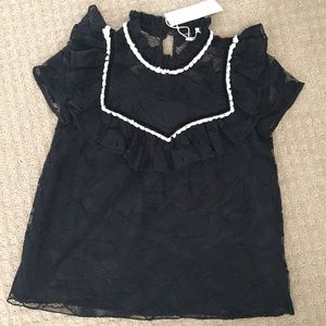 Zara Black Lace Contrasting Top